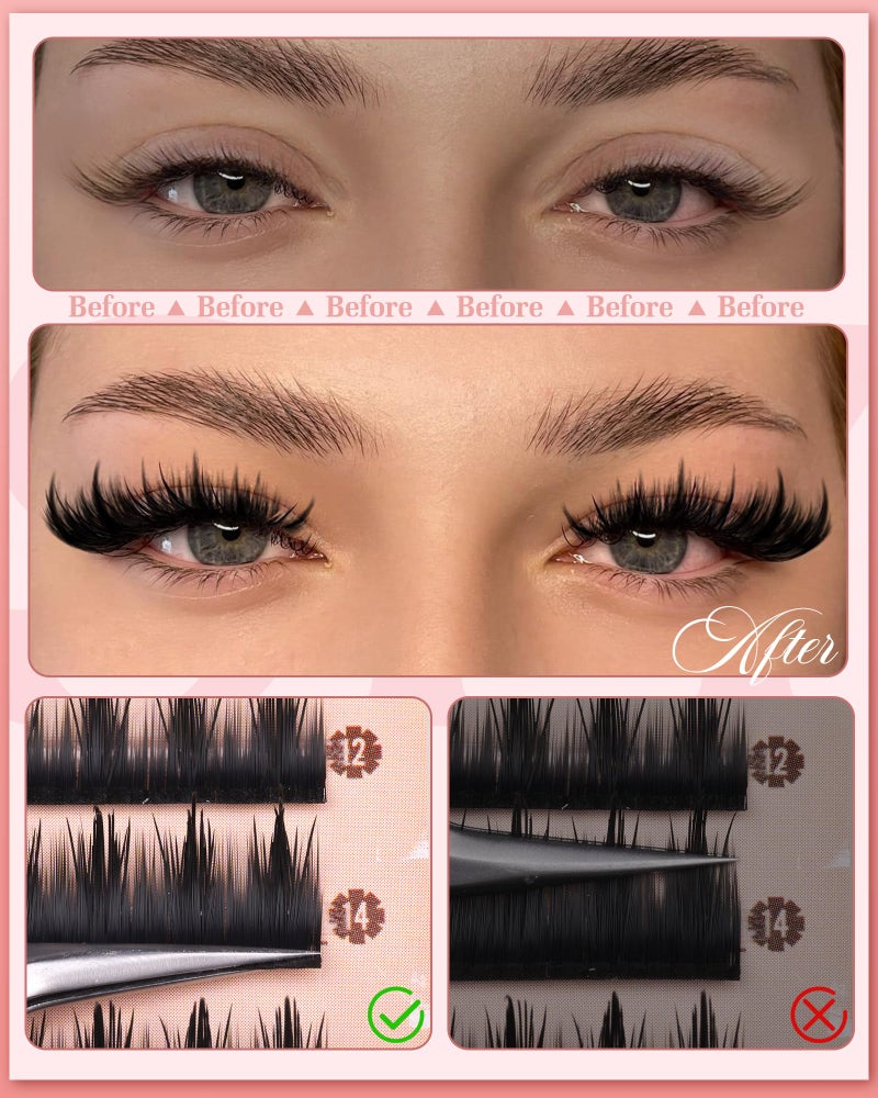 zanlufly Manga Lash Clusters Spiky Cluster Eyelash Extensions Fairy Eyelash Clusters Anime Individual Lashes SIY Lash Extension DIY Cluster Lashes 10-18MM Wispy Eyelash Extensions by ZANLUFLY - Image 3